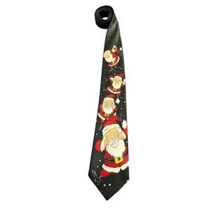 Hallmark Yule Tie Greetings Santa Tie Unisex OS Embossed Candy Canes Christmas